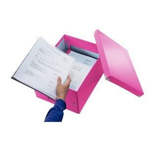 Cutie depozitare medie, 369x281x200 mm, carton, roz, LEITZ Click&Store - Img 2