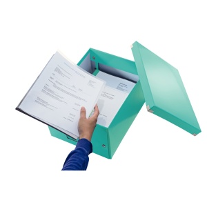 Cutie depozitare medie, 369x281x200 mm, carton, turcoaz, LEITZ Click&Store - Img 2