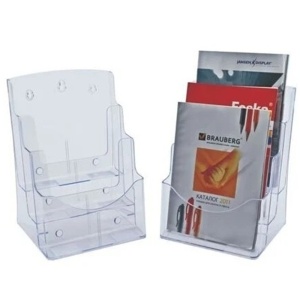 Display plastic pentru pliante, 3 x A4, portrait, transparent, KEJEA
