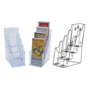 Display plastic pentru pliante, 4x1/3 A4, transparent, KEJEA