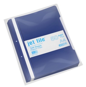 Dosar plastic cu sina si gauri, 50 buc/set, bleumarin, JETFILE