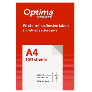 Etichete autoadezive albe, 2/A4, 210x148.5mm, 100 coli/top, OPTIMA - Img 1
