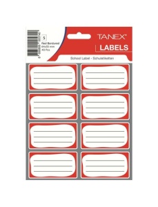 Etichete scolare 40 buc/set, rosu TANEX