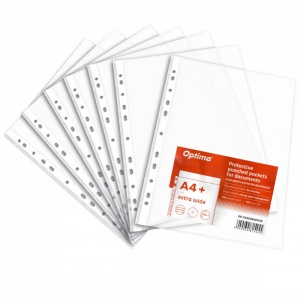 File de protectie, A4, cristal, 60 microni, 100 buc/set, Optima Extra Wide Maxi