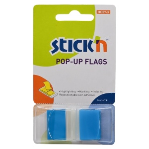 Film index adeziv 45x25mm, 50 file/set, cu dispencer, albastru, STICK'N