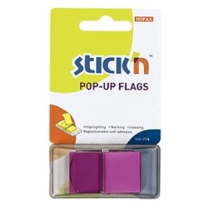 Film index autoadeziv 45x25 mm, 50 file/set, cu dispenser, mov, STICK'N