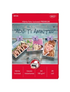 Hartie foto inkjet lucioasa, A4, 180 g/mp, 20 coli/top, DACO