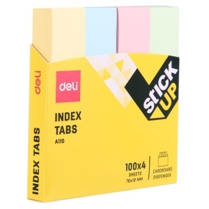 Index autoadeziv hartie color, 76 x19 mm, 4 culori, DELI