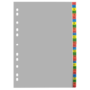 Index plastic color numeric 1-31, A4, OPTIMA
