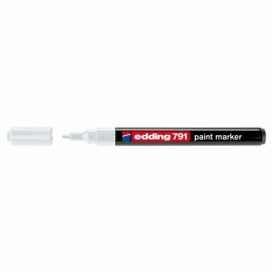 Marker cu vopsea, varf 1-2 mm, alb, EDDING 791