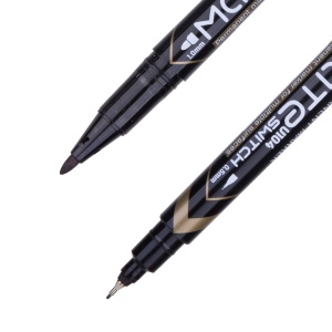 Marker permanent cu 2 capete, negru, DELI Mate - Img 3