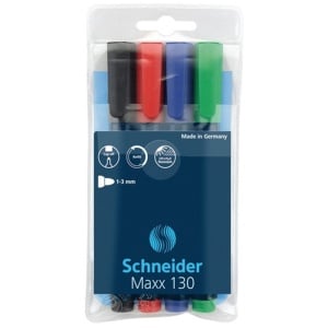 Marker permanent, varf rotund 1-3mm, 4 culori/set, SCHNEIDER Maxx 130 - Img 2