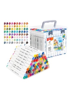 Markere sketching cu 2 capete 1 mm/7 mm, 80 culori/set, DELI