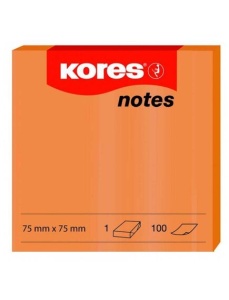 Notite autoadezive, 75x75 mm, 100 file/set, portocaliu neon, KORES - Img 2