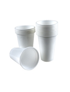 Pahare albe, plastic, 200 ml, 100 bucati/set
