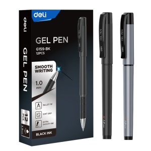 Pix cu gel si grip, varf 1.0 mm, negru, G159 DELI - Img 3