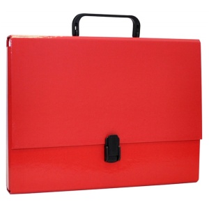 Servieta carton cu maner, 1 compartiment, rosu, OFFICE PRODUCTS