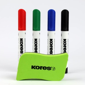 Set 4 markere whiteboard si burete magnetic KORES - Img 2