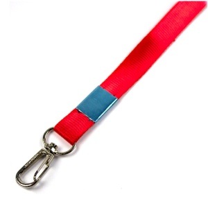 Snur textil pentru ecuson 1.5 cm, cu carabina, rosu, 100 buc/set