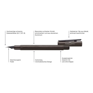 Stilou, penita medie, corp metal, negru, Neo Slim FABER-CASTEL - Img 3