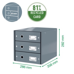 Suport documente cu 3 sertare, A4, carton laminat, negru, LEITZ WOW Click&Store - Img 2