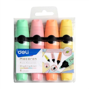 Textmarker pastel DELI Macaron, 4 buc/set