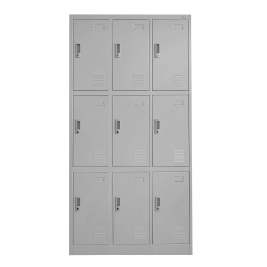 Vestiar metalic triplu cu 9 usi, 90x45x185 cm gri