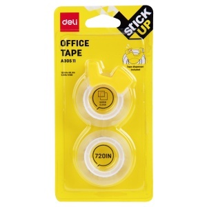 Banda adeziva invizibila cu dispenser 12mm x 18.3m, 2 buc/set, DELI