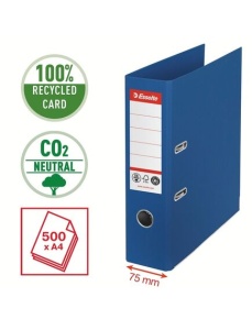 Biblioraft A4 carton reciclat, 7.5 cm, albastru, ESSELTE NO. 1 Power - Img 2
