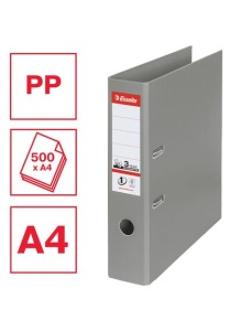 Biblioraft A4 plastifiat PP/PP, 7.5 cm, gri, ESSELTE NO. 1 Power - Img 4