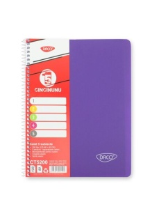 Caiet cu spirala A4, 200 file, 5 separatoare, coperta plastic, DACO - Img 5