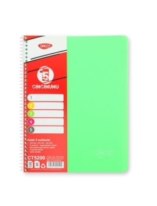 Caiet cu spirala A4, 200 file, 5 separatoare, coperta plastic, DACO - Img 7