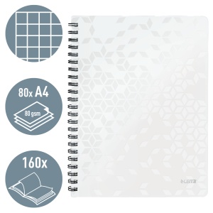 Caiet cu spirala A4, 80 file, matematica, alb, LEITZ WOW - Img 2