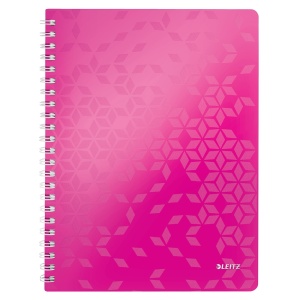 Caiet cu spirala A4, 80 file, matematica, roz, LEITZ WOW - Img 1