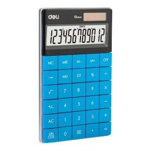 Calculator de birou cu 12 digiti, albastru, DELI 1589