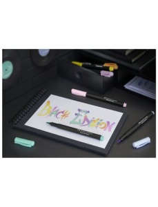Carioci cu varf pensula, 6 culori/set pastel, FABER-CASTELL Black Edition - Img 3