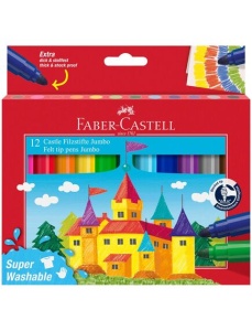 Carioci superlavabile, 12 culori/set, Jumbo FABER-CASTELL
