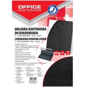 Coperti carton imitatie piele A4, 250 g/mp, 100 buc/set, negru, OFFICE PRODUCTS