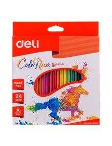 Creioane colorate 24 culori/set, ColoRun DELI