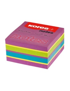 Cub notite autoadeziv, 75x75mm, 450 file/set, spring neon, KORES - Img 2