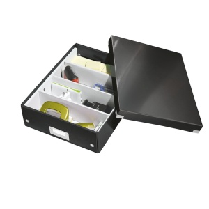 Cutie organizare medie, 280x100x370 mm, carton, negru, LEITZ WOW Click&Store - Img 3