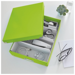Cutie organizare medie, 280x100x370 mm, carton, verde, LEITZ WOW Click&Store - Img 3