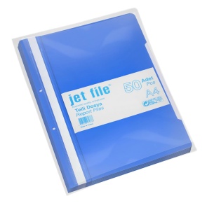 Dosar plastic cu sina si gauri, 50 buc/set, albastru, JETFILE