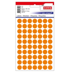 Etichete autoadezive rotunde, 13 mm, 350 buc/set, portocaliu, TANEX