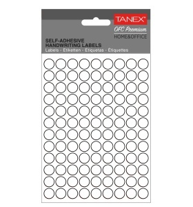 Etichete autocolante rotunde, 10 mm, 1080 buc/set, alb, TANEX