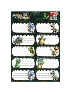Etichete scolare autoadezive 30 buc/set, dino, TANEX