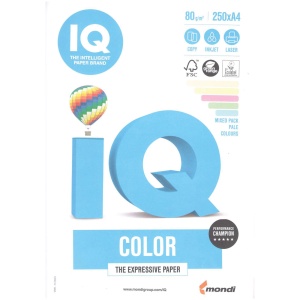 Hartie colorata A4, 80 g/mp, 250 coli/top, 5 culori pastel, IQ Color MONDI