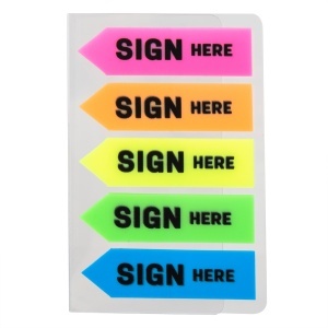 Index autoadeziv plastic tip sageata 43x12 mm, 5 culori neon, DELI - Img 3