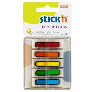 Index autoadeziv sageata 45x12 mm, 5 culori x 30 file/set, cu dispencer, STICK'N