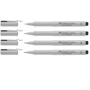 Liner negru FABER-CASTELL Ecco Pigment, 4 buc/set - Img 2